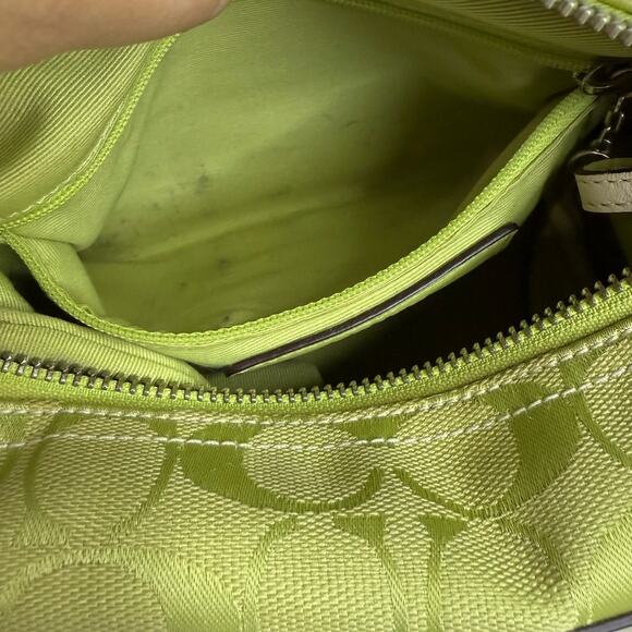 y2k Coach 2006 Vintage F06044 Lime Green Jacquard Shoulder Bag - Picture 12 of 12